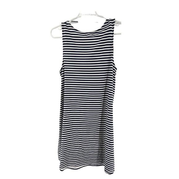 About a girl tank navy and white striped laced detail above the knee dress M - Picture 2 of 6